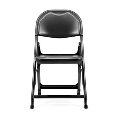 Black Metal Folding Chair &ndash; Front View on White Background.