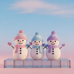 몽글몽글 눈사람 가족