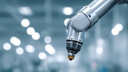 Robotic CNC Arm in Smart Factory Precision Automation and Industrial Technology Background