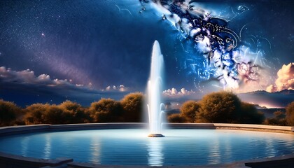 enchanting fountain under celestial canvas offering a mesmerizing vista