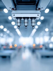 Automated Manufacturing Robot Head in Smart Factory Industrial Automation Concept