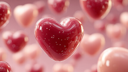3D floating hearts pattern background - ai generative