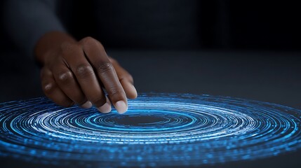 Human Touch Activating Digital Interface AI Interaction, Control and Decision Concept