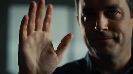 Friendly Businessman Waving Hello, Communication, and Positive Interaction Concept