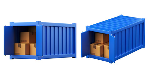 3D Cargo Containers Set Illustration
