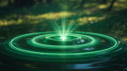 Green light ripple effect isolated on white background Vector, illustration