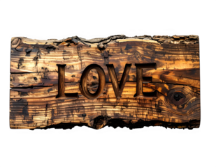 Rustic Wood Plank With The Word Love.