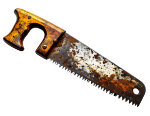 Rusty Hand Saw with Weathered Blade.