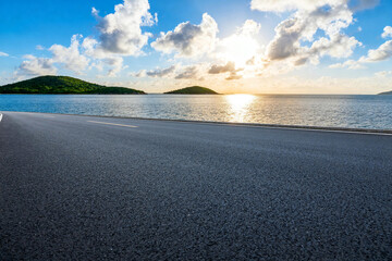 Scenic Coastal Road at Sunset with Ocean