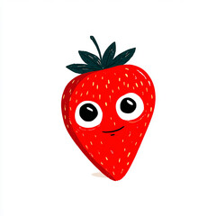 3D Cartoonish Cute Smiling Strawberry Character Illustration Isolated on White Background   made with generative AI