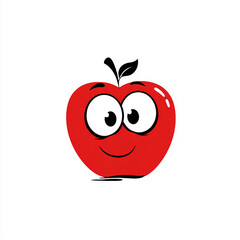Happy Smiling 3D Red Apple Cartoon Character Isolated on White Background   made with generative AI