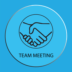 Business Team Meeting Icon with Handshake on Blue Background