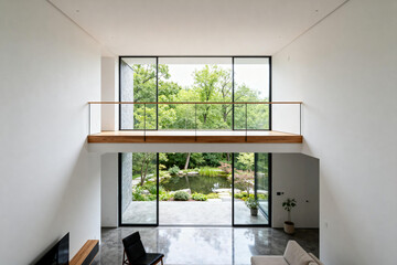 Minimalist Modern House Interior with Large Windows