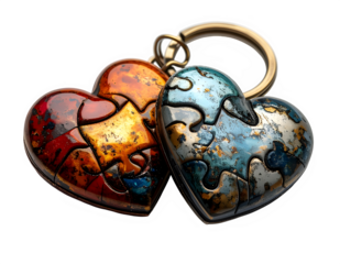 Two Interlocking Heart Shaped Puzzle Pieces.
