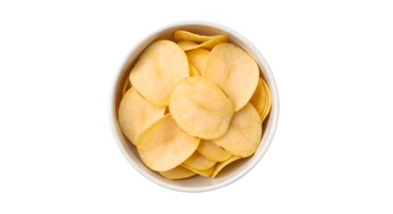 Potato Chips in a Bowl Overhead View.