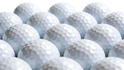 dimple. Multiple golf balls arranged in a detailed pattern on a white surface. product launch decks, UI/UX mockups, designed for data visualization dashboards and holographic UIs.
