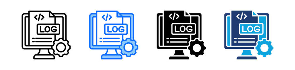 System Log Icon Set Multi Style Vector Illustration
