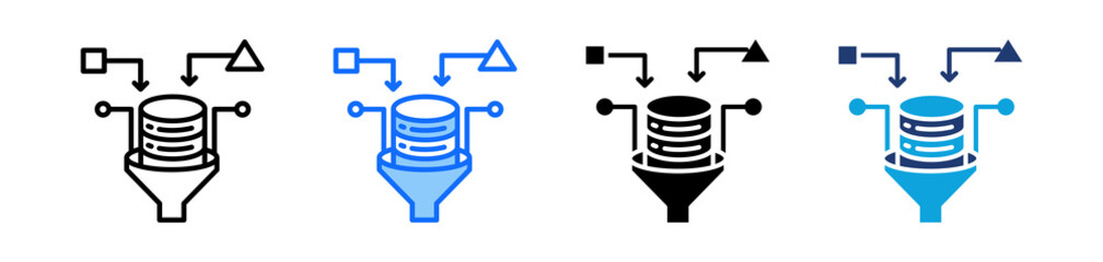 Data Ingestion Icon Set Multi Style Vector Illustration