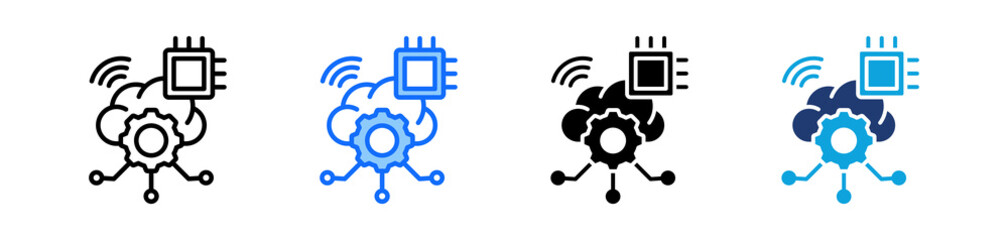 Cloud Computing Icon Set Multi Style Vector Illustration