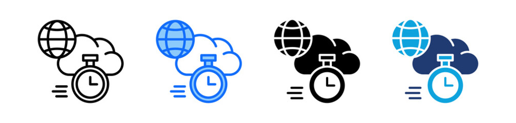 Network Latency Icon Set Multi Style Vector Illustration