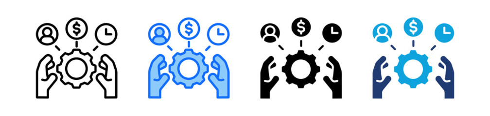 Resource Management Icon Set Multi Style Vector Illustration