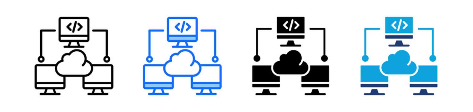 Distributed Computing Icon Set Multi Style Vector Illustration