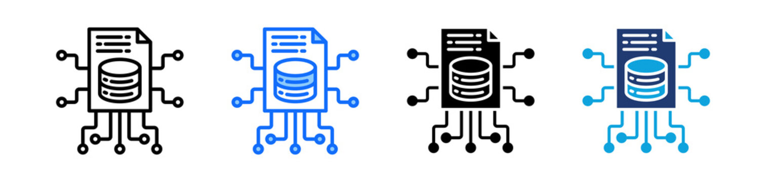 Data Cluster Icon Set Multi Style Vector Illustration
