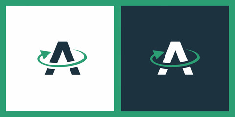 Two with Letter A and Green Circular Arrow on Different Backgrounds white background