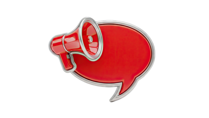 Red Megaphone with Speech Bubble Icon