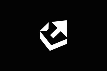 White upward arrow geometric shape on black background