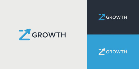 Z Growth with blue and white on different backgrounds black text