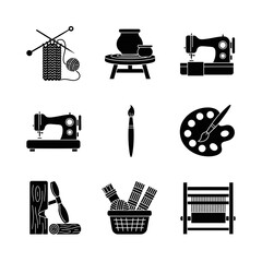 Sewing, Craft, and Tailoring Tool Icon Set for Handmade, Textile, and DIY Projects