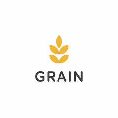 Yellow stylized grain with the word grain written below it wheat minimalist