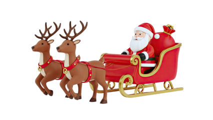 Santa Claus in a Sleigh Pulled by Reindeer