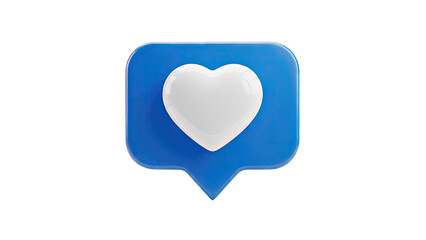 3D Blue Speech Bubble with White Heart Icon