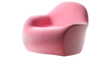 png format. Modern pink chair with a unique design, showcasing smooth curves and a glossy finish, perfect for contemporary interior decor and stylish living spaces
