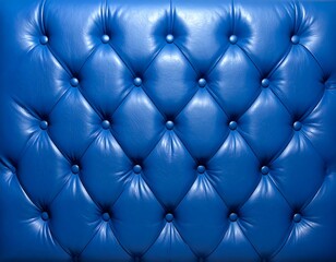 Bright blue tufted surface with dimpled button accents, creating a patterned, cushioned backdrop