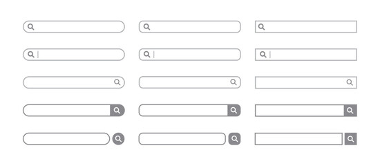 検索窓・検索バーのイラスト素材　グレー　セット　Search bar illustration set
