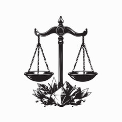 Vintage Balance Scale Image Vector Isolated on white Background