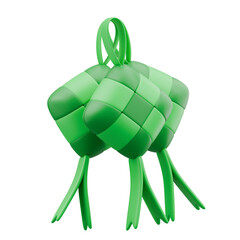 Vibrant 3D Illustration of Traditional Ketupat for Islamic Celebrations