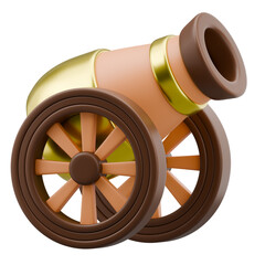 Charming 3D Rendered Cannon Icon, Perfect for Historical Event Graphics and Cultural Heritage Themes