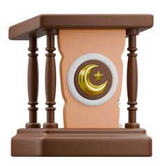 Islamic crescent moon and star on pedestal, Ramadan countdown timer