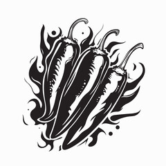 Chili Pepper With Flame Vector illustration isolated design. 