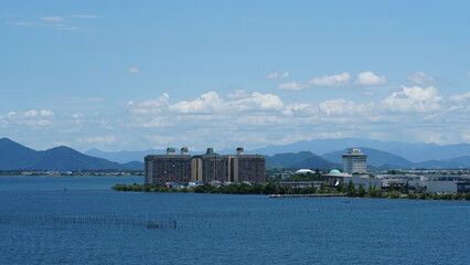 Fototapeta premium Summer Scenery of Lake Biwa, Shiga, Japan