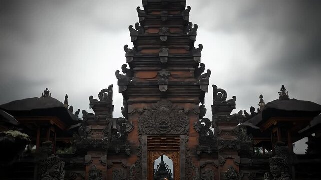 Balinese dancer performs traditional dance at a temple in Bali Indonesia