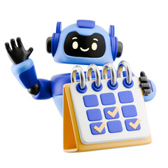 Charming 3D Robot Assistant Oversees Schedule and Task Management for Efficient Planning and Productivity