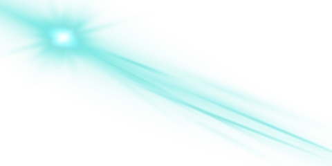 Soft turquoise mirror star with gentle rays and light flares. Vector glowing light effect on transparent background. PNG.