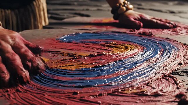 Creative hand painting on textured surface for artistic expression, design