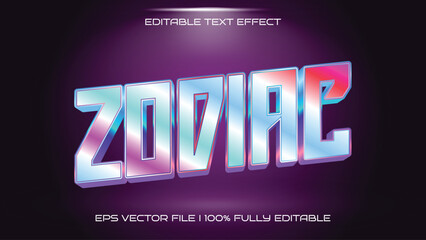 Editable vector text effect featuring a stunning holographic gradient and bold 3D metallic style, ideal for modern, retro-futuristic, and vibrant digital graphic design projects