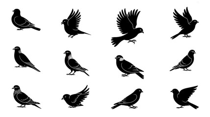 Obraz premium set of silhouettes of birds
